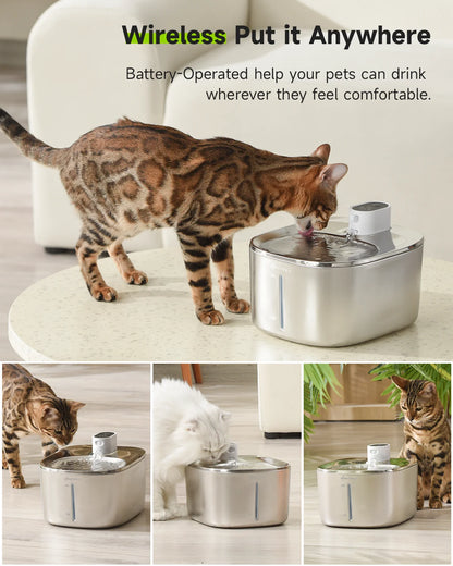 FurFlow™️ Portable Stainless Cat Water Fountain